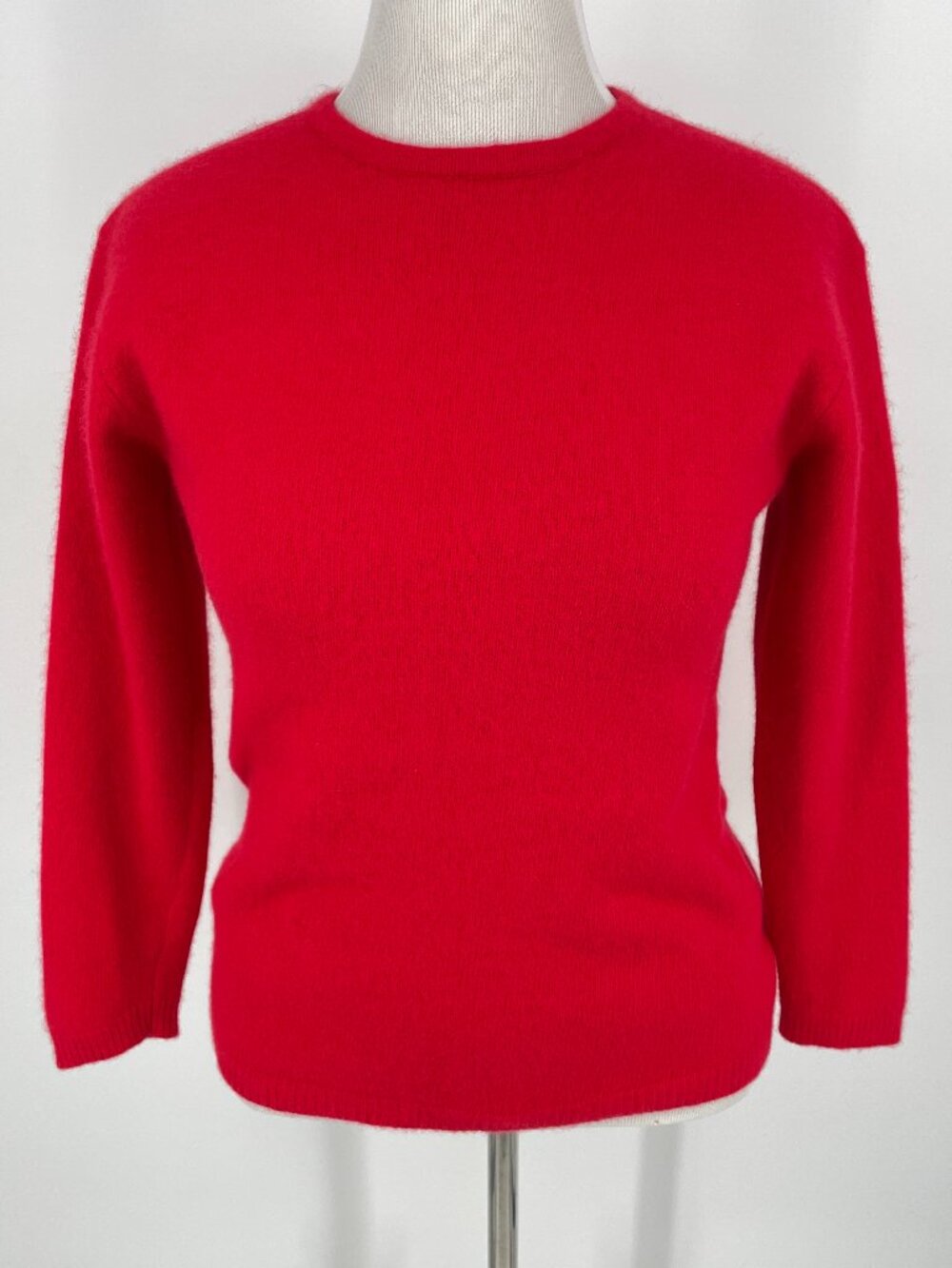 Rafaella Vintage Red Angora & Lambswool Blend Fuzzy Knit Sweater Size M
